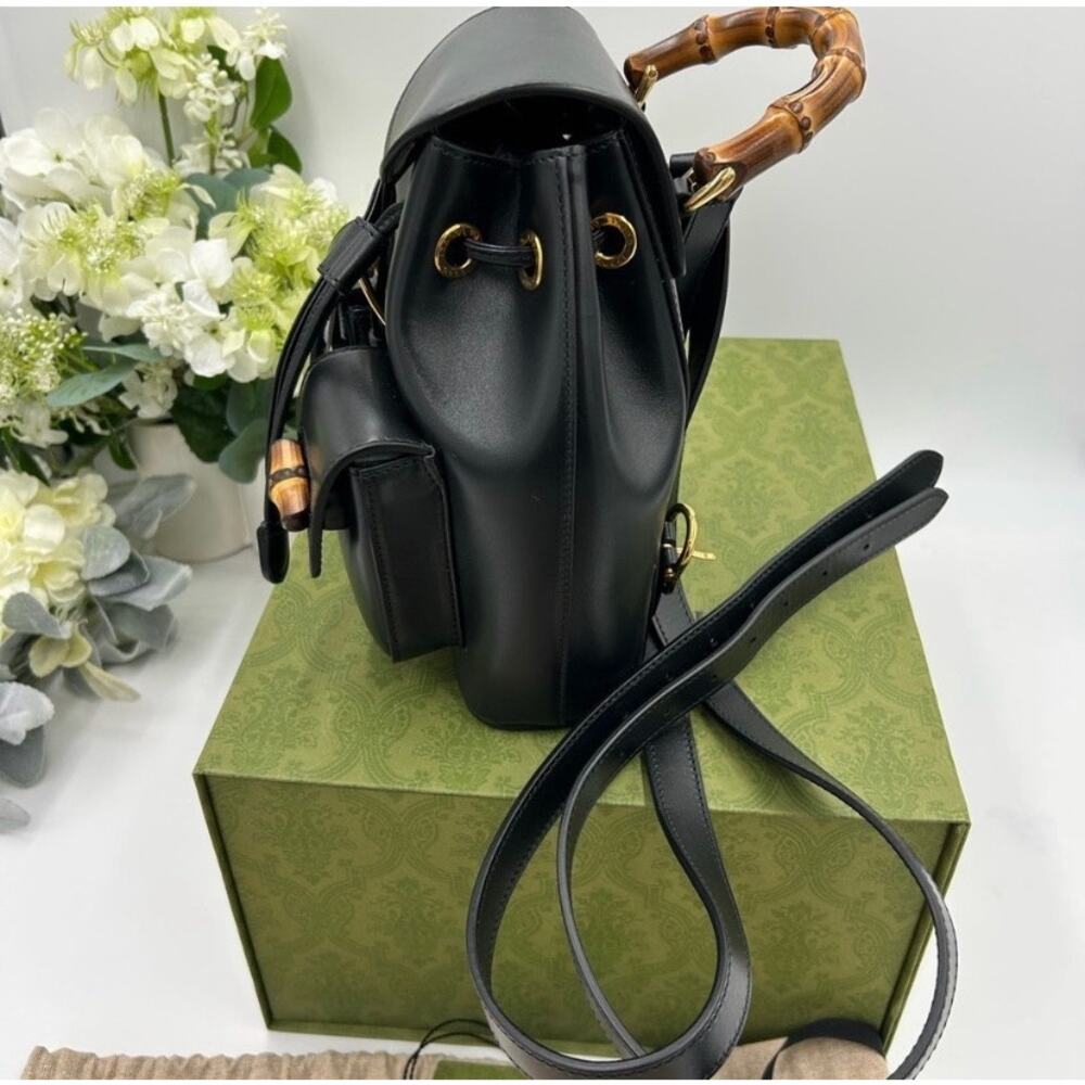 Gucci leather bamboo backpack made in Italy NWT - Picture 7 of 15